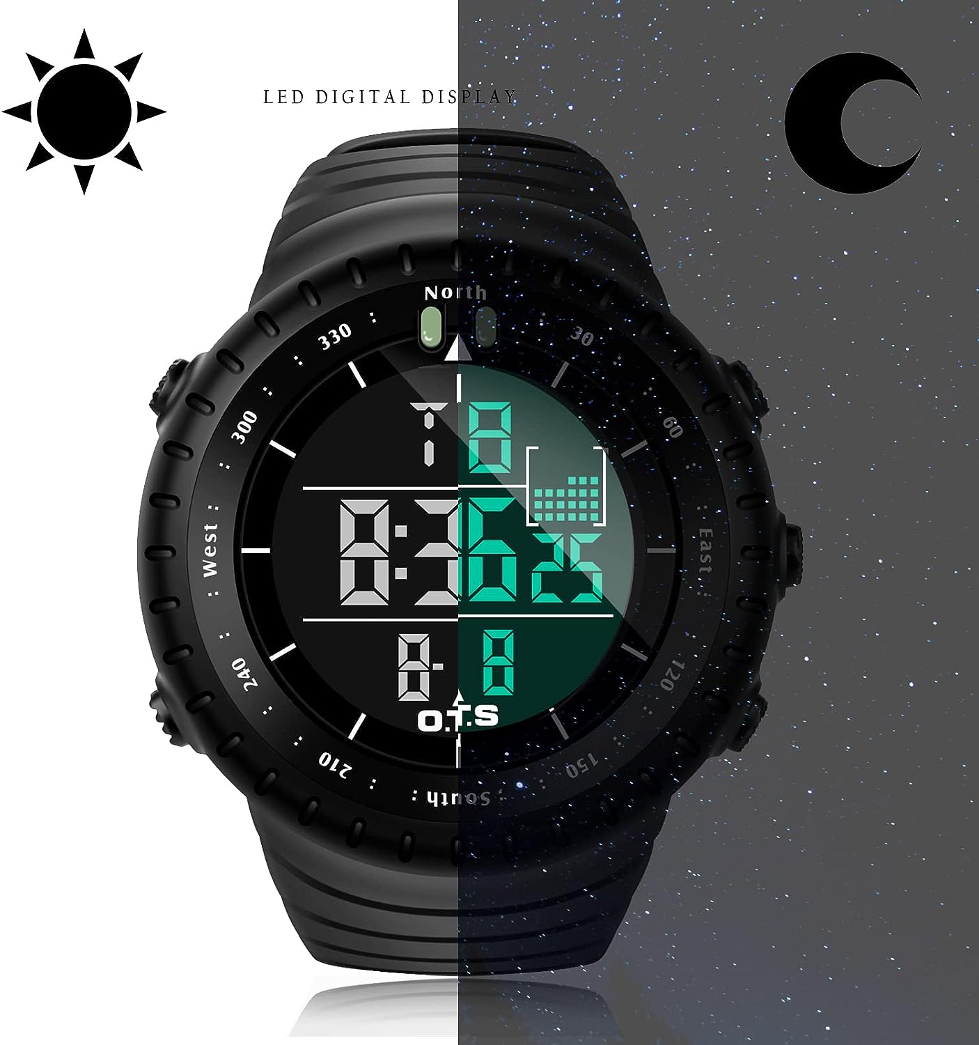 PALADA Mens Digital Sports Watch Waterproof Tactical Watch with LED Backlight Watch for Men