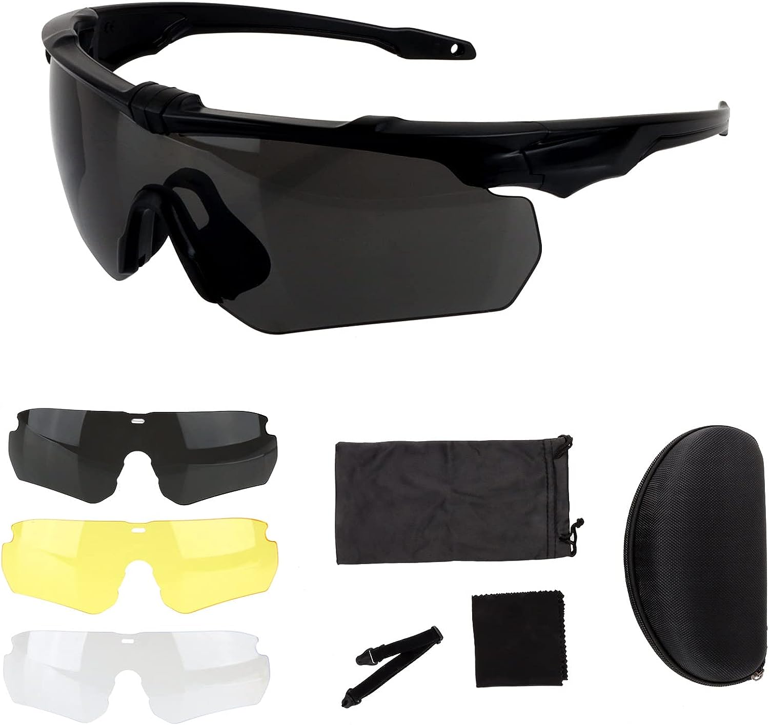 ToopMount Tactical Eyewear Anti Fog, ANSI Z87.1 Shooting Glasses with 3 Interchangeable Lens UV400 Protection Airsoft Goggle