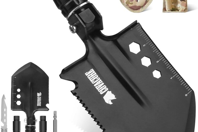 covacure survival shovel multi purpose camping shovel unbreakable tactical shovel heavy duty survival camping gear for o 4