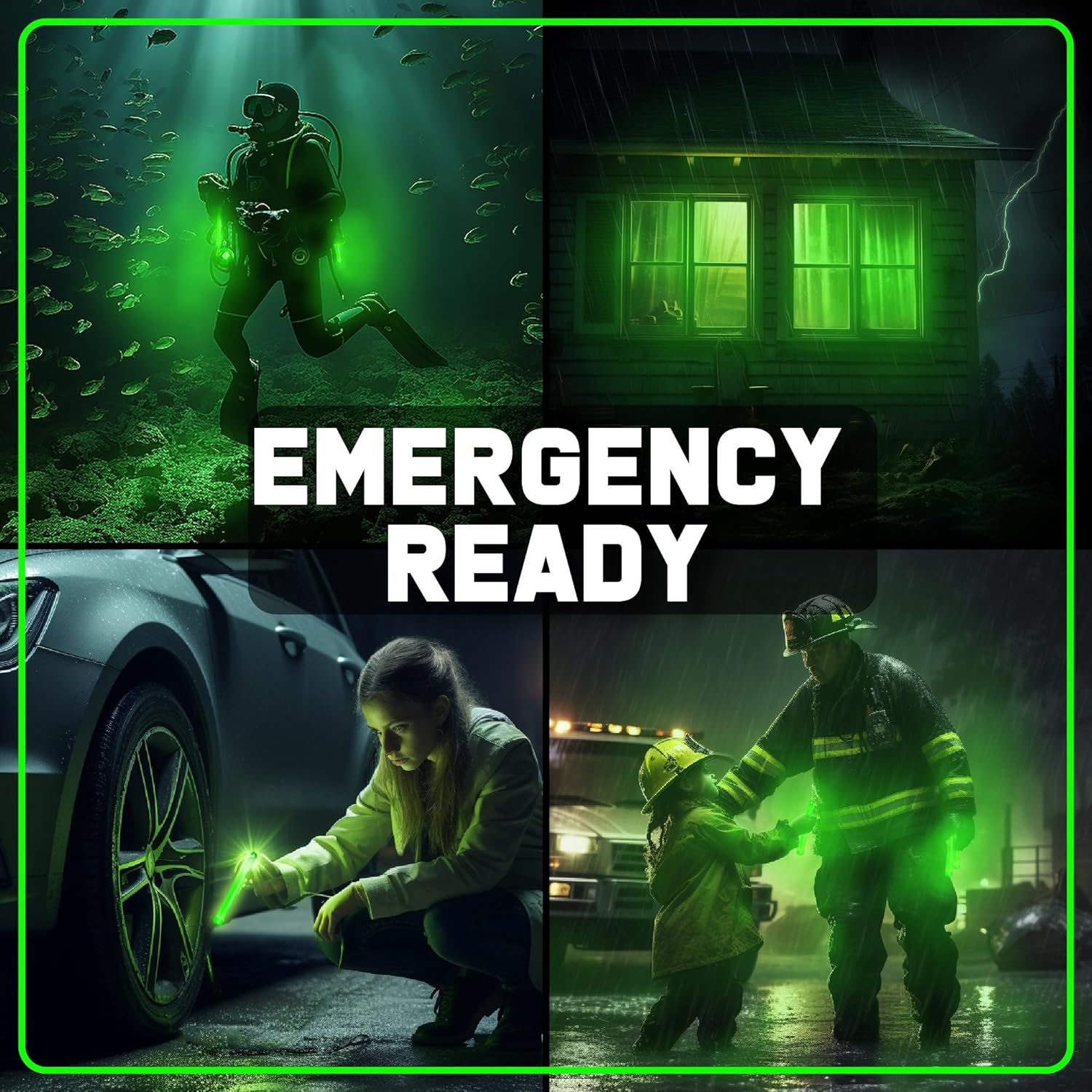 Green Glow Sticks Emergency Chem Lights (6, 25 Pack) Military Grade 12 Hour Bulk Tactical Light Sticks for Survival Gear, Camping, Power Outages : Toys  Games