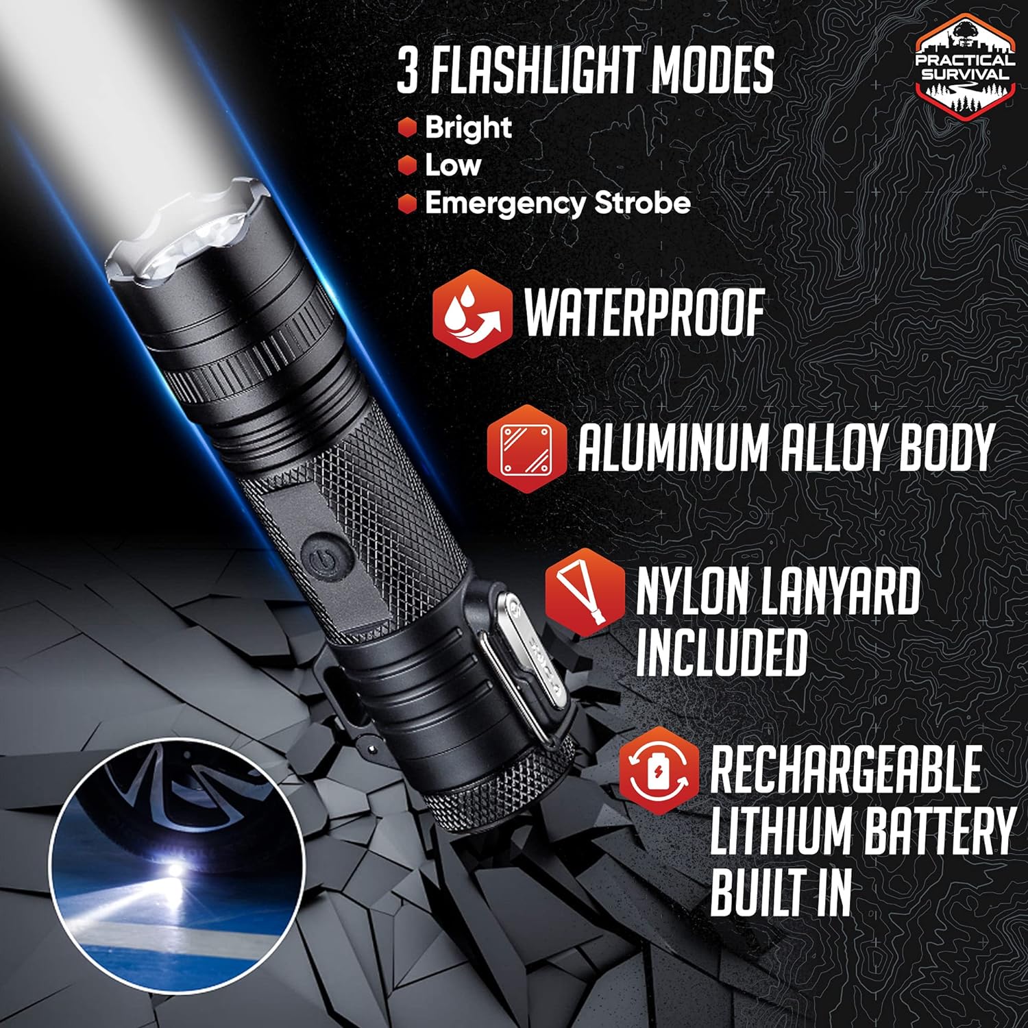 LED Emergency Tactical Flashlight Plasma Lighter 2 in 1 Combo [2Pack] Rechargeable, Water Resistant Light, Wind Resistant Plasma Lighter - Camping Accessories, Outdoor Gear, Emergency EDC Flashlights