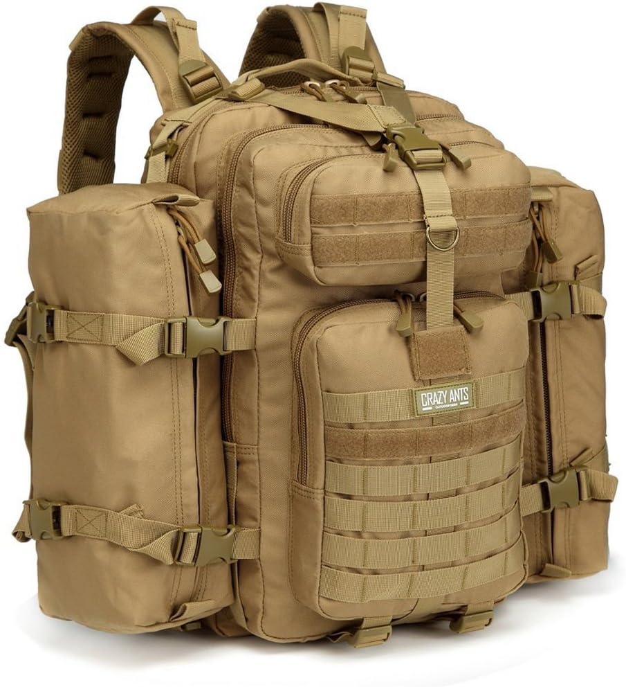 Military Tactical Backpack with 2 Detachable Packs, Army Assault Pack, Large Fieldline Molle Bag, Polyester Tactical Bag